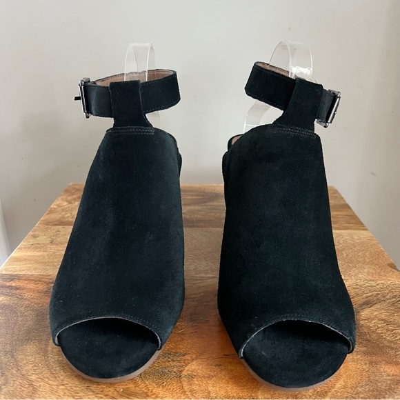 VIONIC| Perk Kaia Black Suede Peep Toe Chunky Stacked Heel Sandal Size 11 - Picture 7 of 15